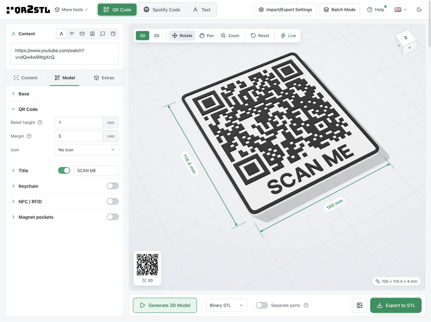 QRCode2STL